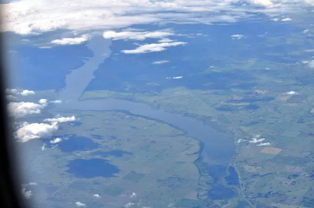 Aerial view of Last Mountain Lake near Regina Beach